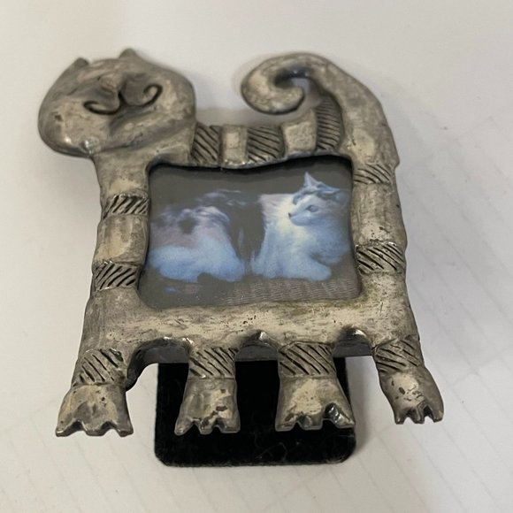 Vintage Cat Standing Metal Photo Frame Silver - Picture 7 of 7